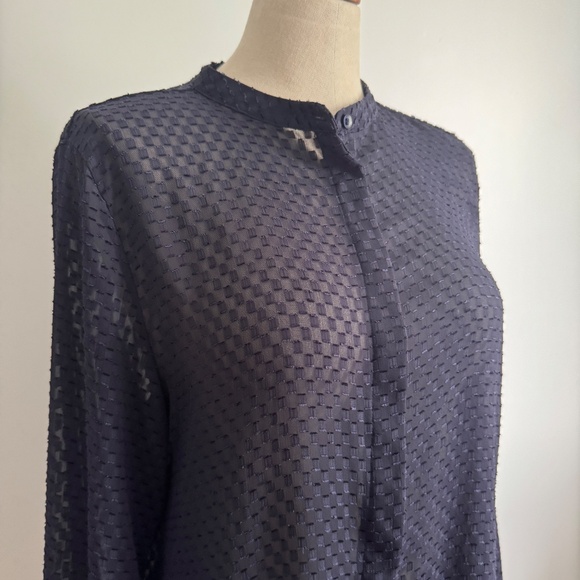 H&M - Dark Blue Sheer Button Down Shirt - Picture 1 of 9